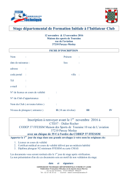 Stage initiale Initiateur Saison 2016-2017