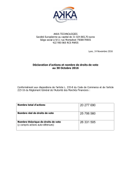 Déclaration du nbr actions et DDV_30 OCTOBRE 2016