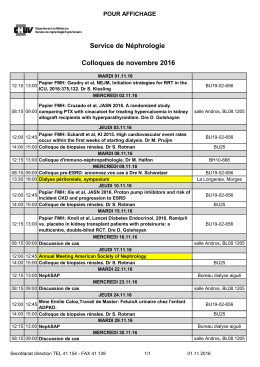 Service de Néphrologie Colloques de novembre 2016