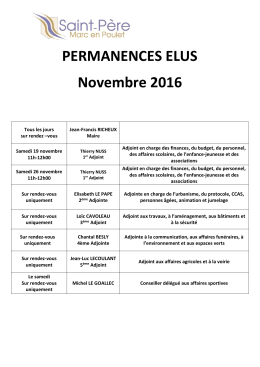 PERMANENCES ELUS Novembre 2016