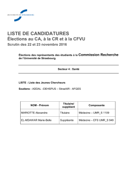 Listes de candidatures - Commission de la recherche