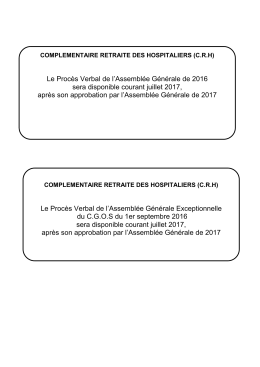 Assemblée Générale de 2016 - Complémentaire Retraite des