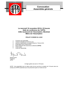 Convocation Assembl&eacute;e g&eacute;n&eacute;rale