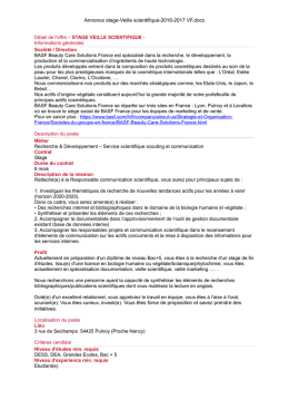 STAGE VEILLE SCIENTIFIQUE