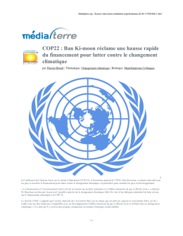 BNT : Faits Marquants de la COP22 de Marrakech