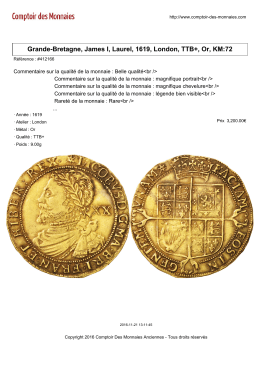 Grande-Bretagne, James I, Laurel, 1619, London, TTB+, Or, KM:72