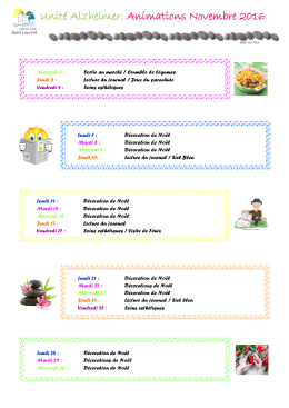 planning d`animations - Résidence Saint Laurent