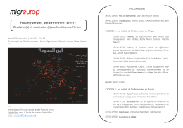 Programme - "Encampement, enfermement et tri"