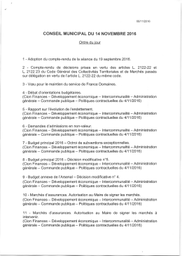 conseil municipal du 14 novembre 2016 - Tarbes
