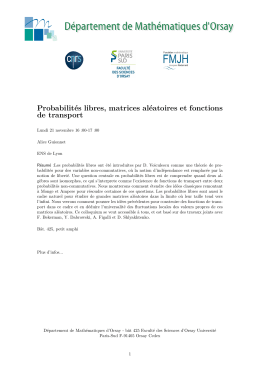 Probabilités libres, matrices aléatoires et fonctions de transport