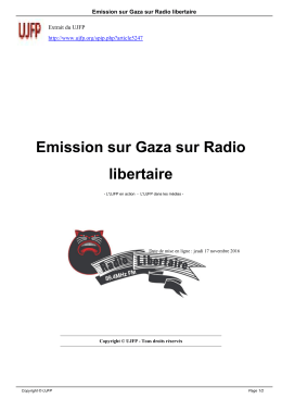 Emission sur Gaza sur Radio libertaire