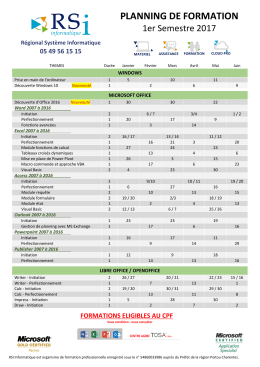 planning de formation