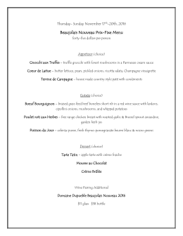 Beaujolais Nouveau Menu