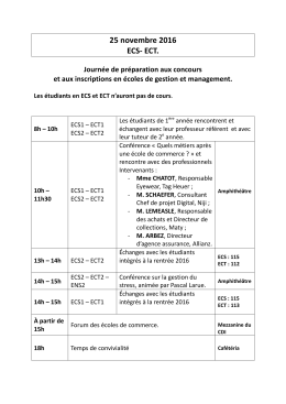Programme 25 novembre 2016 ECS ECT