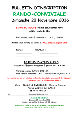 Inscriptions pour la randonnée-Buffet douce du 20