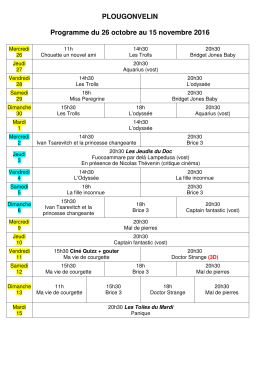 Grille programme du 26 octobre au 15 novembre 2016