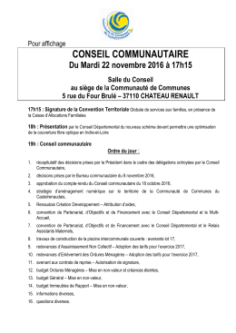 Consulter l`ordre du jour - Communauté de Communes du