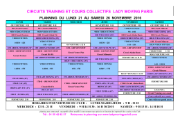 planning du 21 au 26 novembre 2016