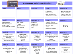 Menus du restaurant scolaire