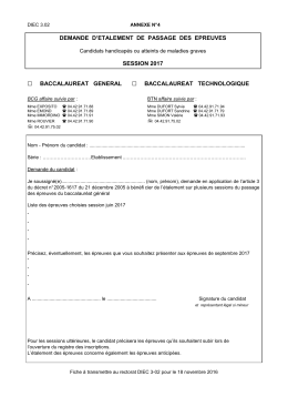 (BA n° 717 du 26 09 16 - Candidats handicapés ou atteints de