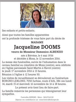 Jacqueline dOOMS