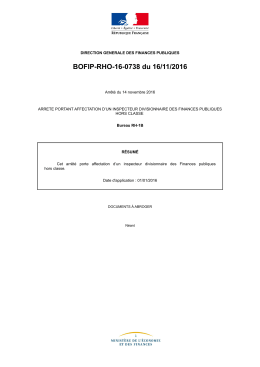 BOFIP-RHO-16-0738 du 16/11/2016 : Arr&ecirc;t&eacute; du 14 novembre 2016