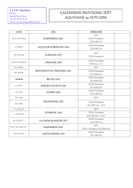 Calendrie ENDURANCE 2017