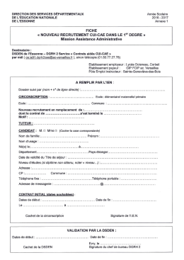FICHE &laquo; NOUVEAU RECRUTEMENT CUI