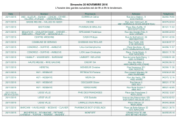 Dimanche 20 NOVEMBRE 2016 L`horaire des gardes