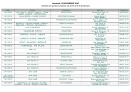 Vendredi 18 NOVEMBRE 2016 L`horaire des gardes