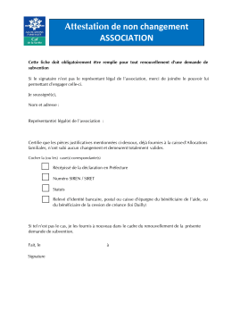 Attestation de non changement ASSOCIATION