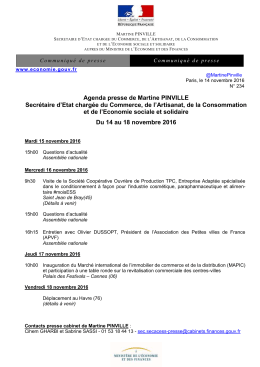 Agenda presse de Martine PINVILLE Secrétaire d`Etat chargée du