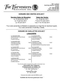 hORAIRE dES VENTES 2016-2017