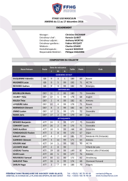 STAGE U18 MASCULIN AMIENS du 11 au 17 d&eacute;cembre 2016