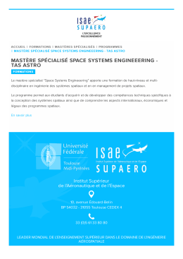 Mastère spécialisé Space Systems Engineeering - TAS Astro