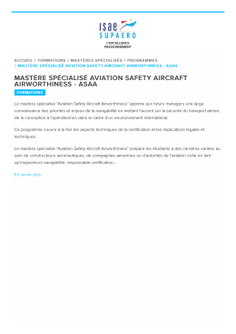 Mastère spécialisé Aviation Safety Aircraft Airworthiness