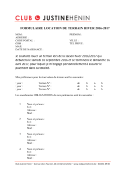 FORMULAIRE LOCATION DE TERRAIN HIVER 2016