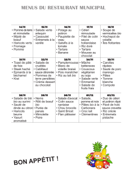 Les menus du restaurant municipal