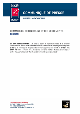 Page 1 LIGUE NATIONALE COMMUNIQU&Eacute; DE PRESSE