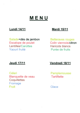 Cantine municipale : menu de la semaine
