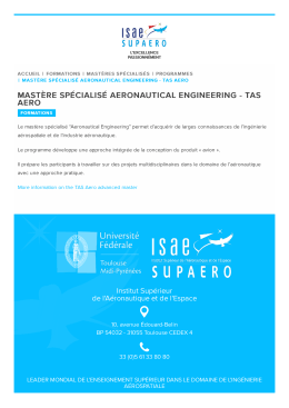 Mastère spécialisé Aeronautical Engineering - TAS Aero