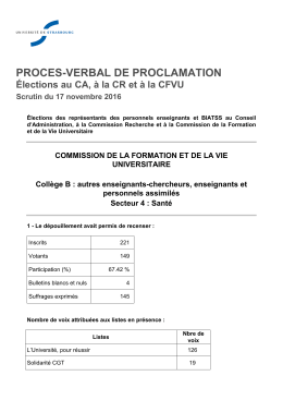 CFVU - Collège B - Université de Strasbourg