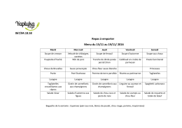 067/84.18.58 Repas à emporter Menu du 15/11 au 19/11/ 2016