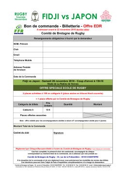 Bon de commande billetterie - Comité de Bretagne de Rugby