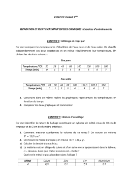 EXERCICE CHIMIE 2nde SEPARATION ET IDENTIFICATION D