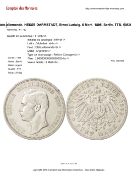 Etats allemands, HESSE-DARMSTADT, Ernst Ludwig, 5 Mark, 1895