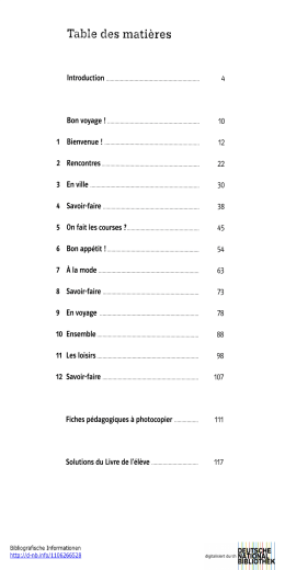 Table des m atières