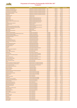 Programme de Formations Professionnelles OGIM 2016 /2017