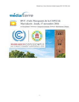 COP22 : Proclamation de Marrakech pour l`Action en