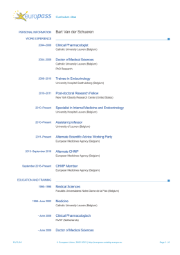 Bart Van der Schueren - European Medicines Agency